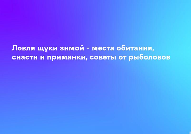 Ловля щуки зимой - места обитания, снасти и приманки, советы от рыболовов
