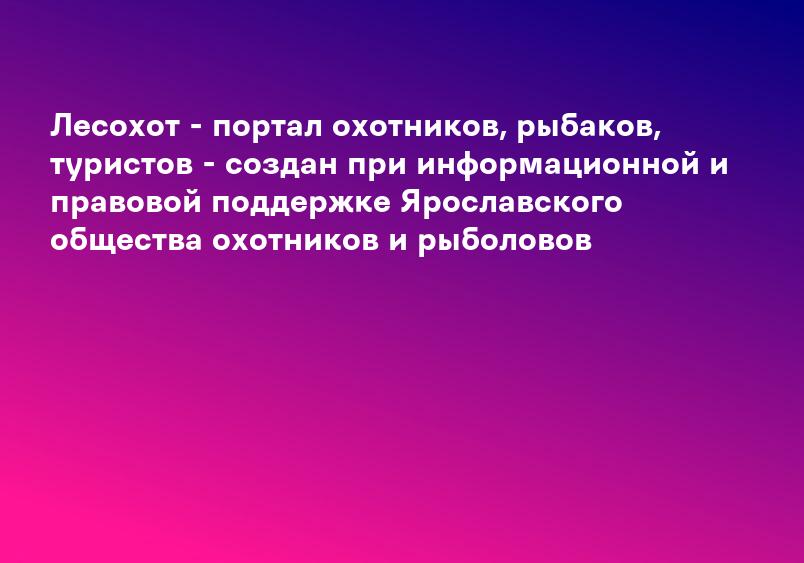 Лесохот - портал охотников, рыбаков, туристов - создан при информационной и правовой поддержке Ярославского общества охотников и рыболовов