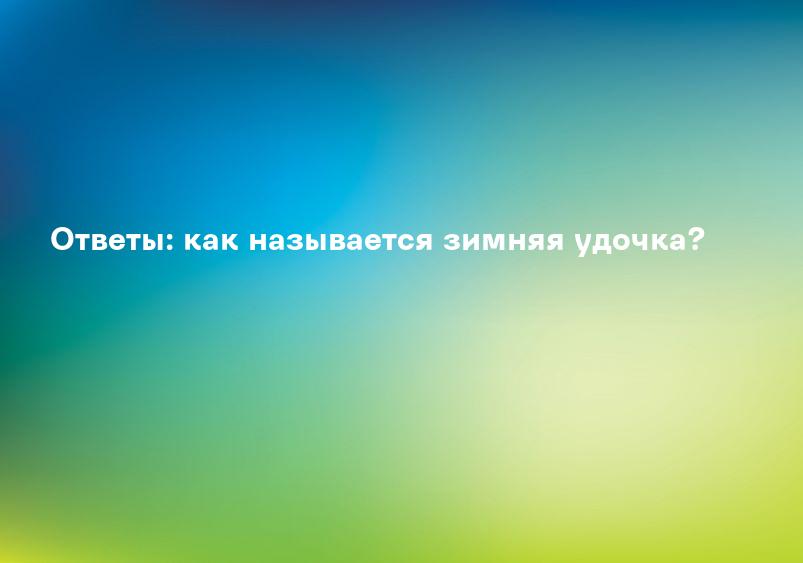 Ответы: как называется зимняя удочка?