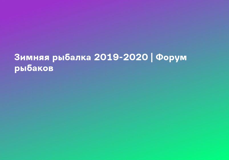 Зимняя рыбалка 2019-2020 | Форум рыбаков