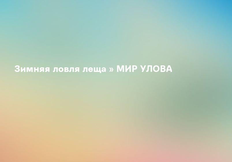 Зимняя ловля леща » МИР УЛОВА
