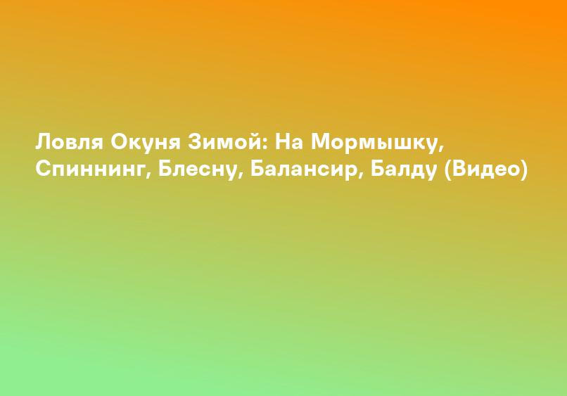 Ловля Окуня Зимой: На Мормышку, Спиннинг, Блесну, Балансир, Балду (Видео)